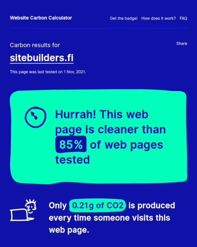 Nettisivuston hiilijalanjälkilaskuri